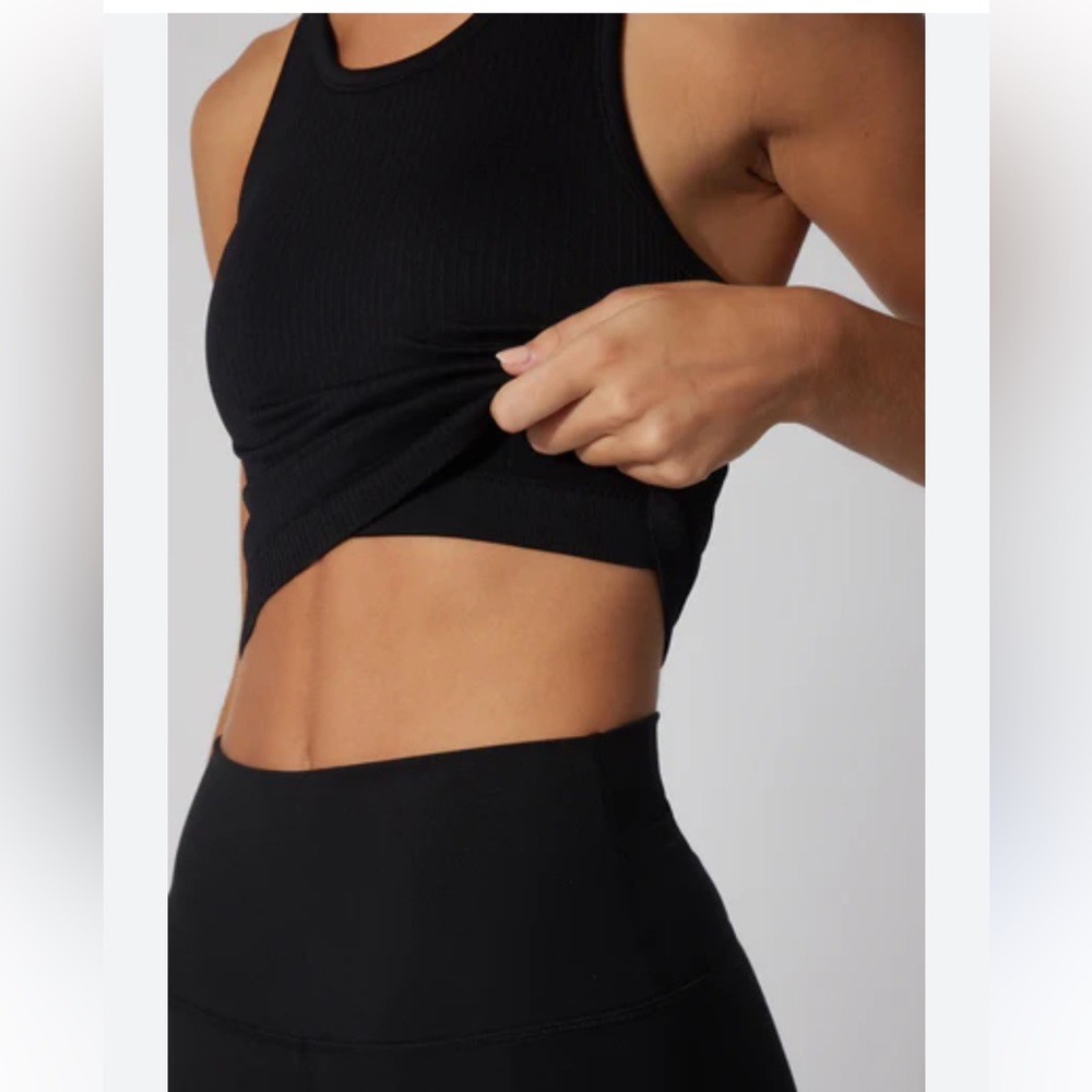 90 Degree By Reflex - Black/Crystal Tan - Nicola Racerback Ribbed Tank Top - Set
